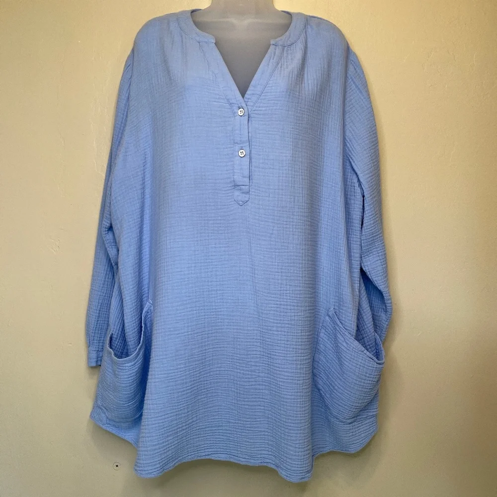 Soft Surroundings | Beachy Pullover Gauze Soft Texture Lightweight Comfy Tunic - Picture 2 of 14